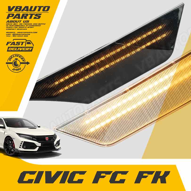 ไฟเลี้ยวแก้มข้าง LED แบบไฟวิ่ง HONDA Civic FC FK 16-20(White/Black)