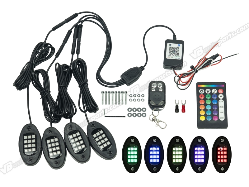 ไฟ LED RGB ใต้ท้องรถ 4 จุด (พร้อมรีโมท)