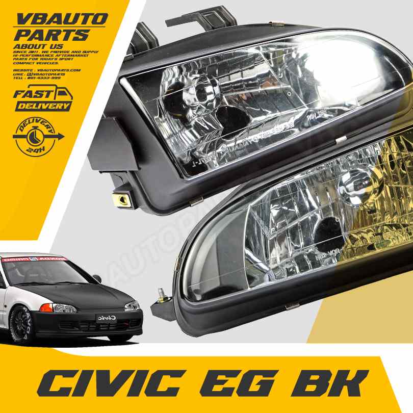 โคมไฟหน้าตาเพชร Civic EG 3-4 ประตู(โคมดำ)