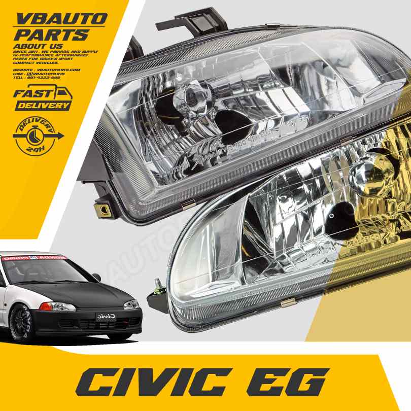 โคมไฟหน้าตาเพชร Civic EG 3-4 ประตู(โคมขาว)