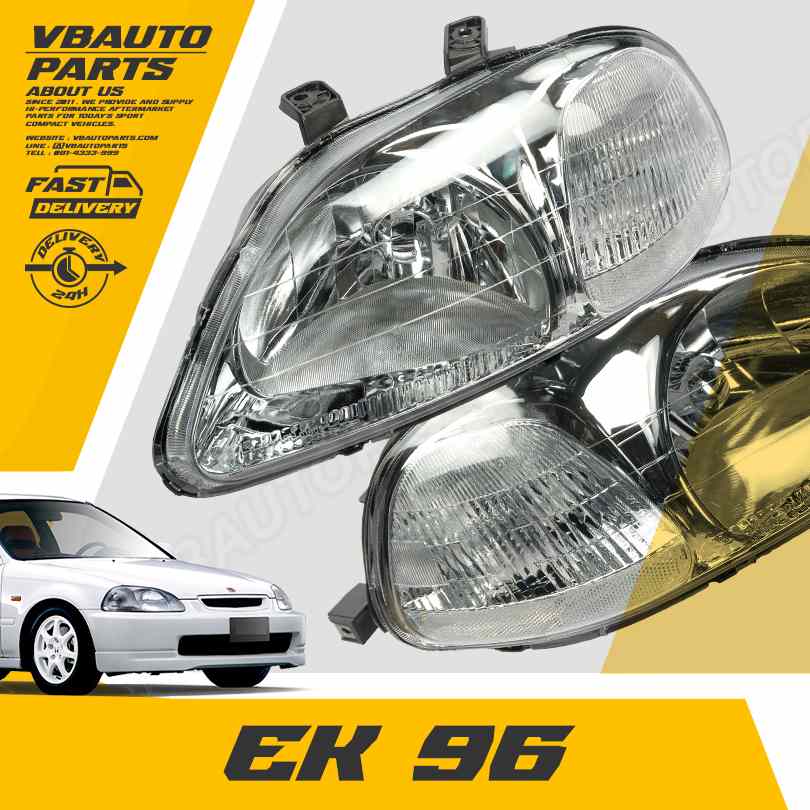 โคมไฟหน้าเพชร ของ Honda Civic EK 96 โคมขาว