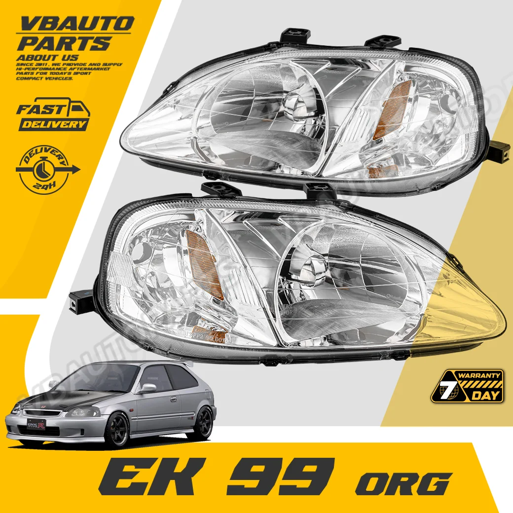 โคมไฟหน้าเพชร Civic EK (โคมขาว-มุมส้ม)(EK-99-ORG)