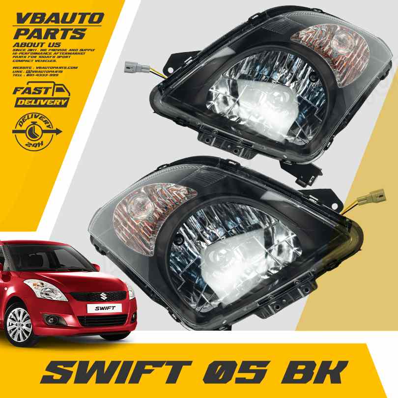 โคมไฟหน้า OEM Suzuki Swift 2005 โคมดำ