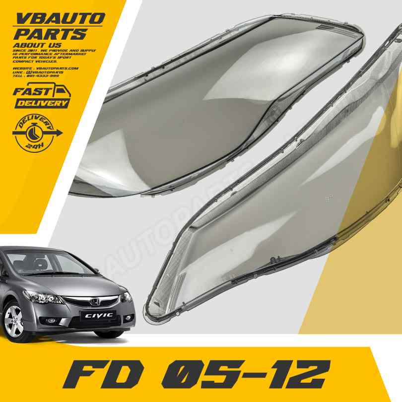 เลนส์ไฟหน้า HONDA Civic(FD 05-12 BK)+กาวติดเลนส์ไฟ