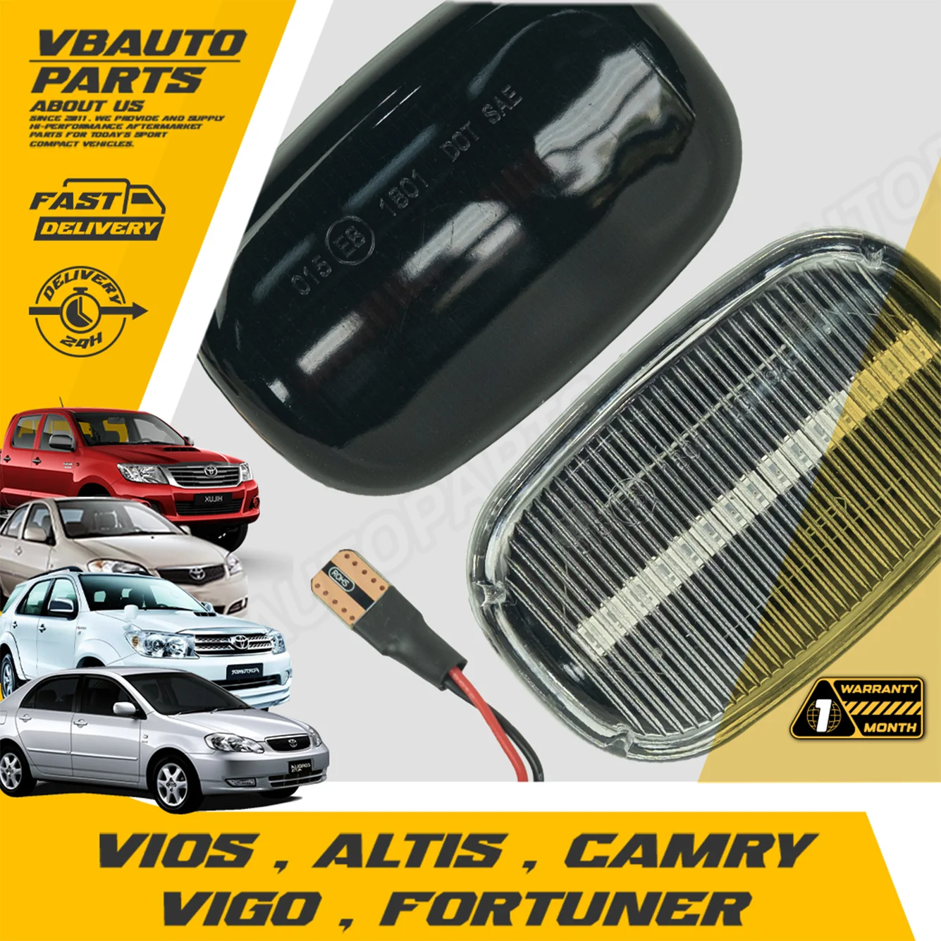 ไฟเลี้ยวแก้มข้าง LED แบบไฟวิ่ง สำหรับ Toyota Vios / Altis / Camry / Vigo / Fortuner