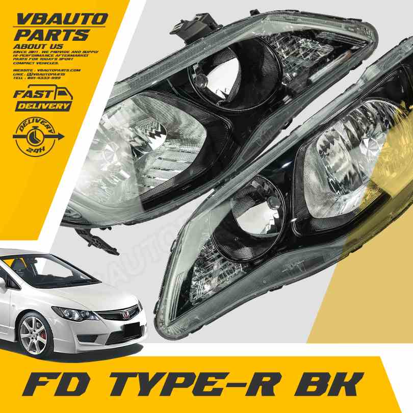 ไฟหน้า Civic FD Type-R (BLACK) (ราคาต่อคู่)