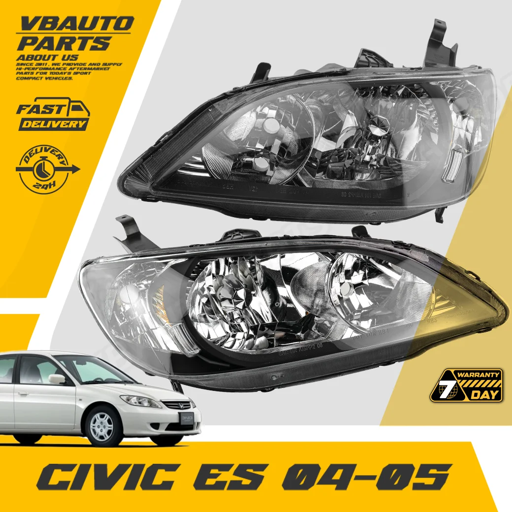 โคมไฟหน้าเพชร Civic ES(โคมดำ, ES-04-05) [ราคาต่อคู่]