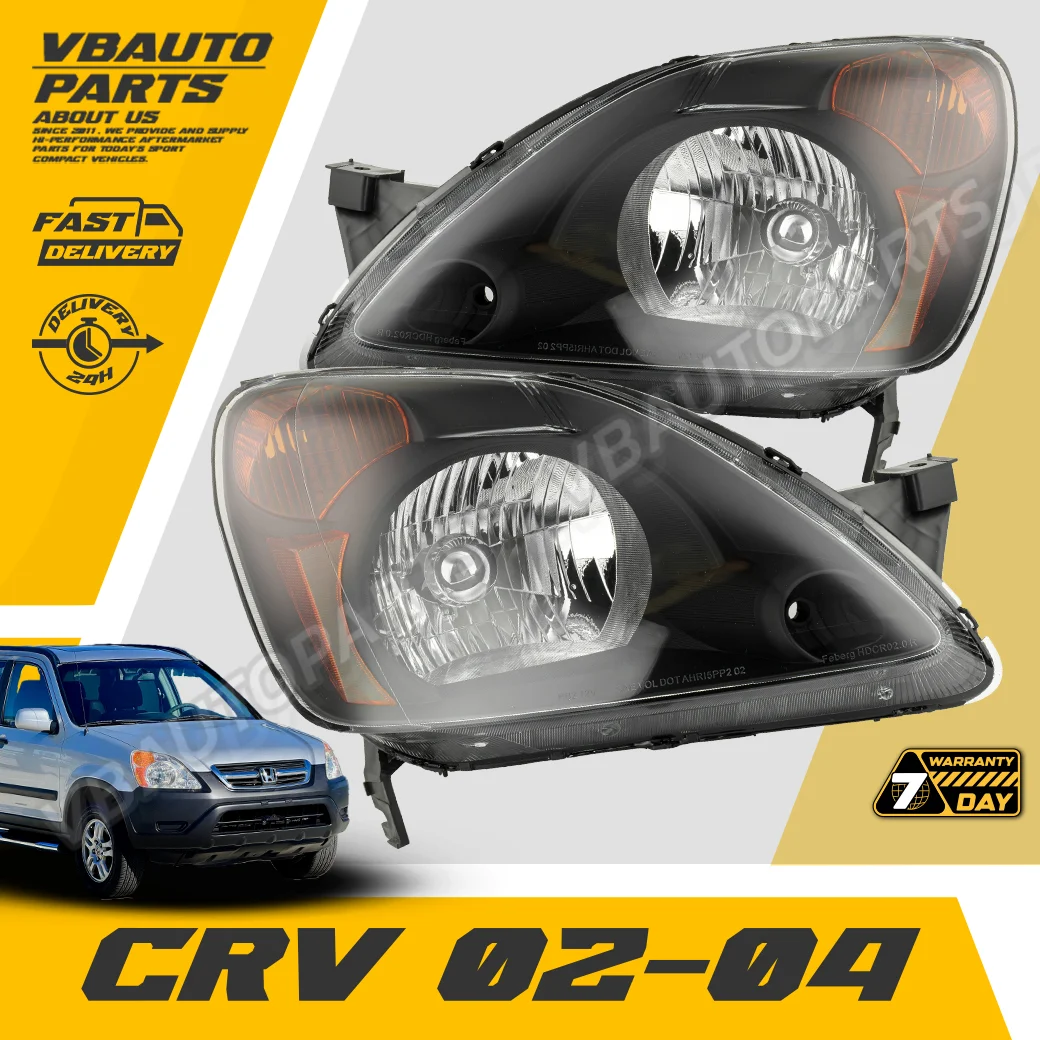 โคมไฟหน้าเพชร HONDA CRV(โคมดำ, CRV-02-04)