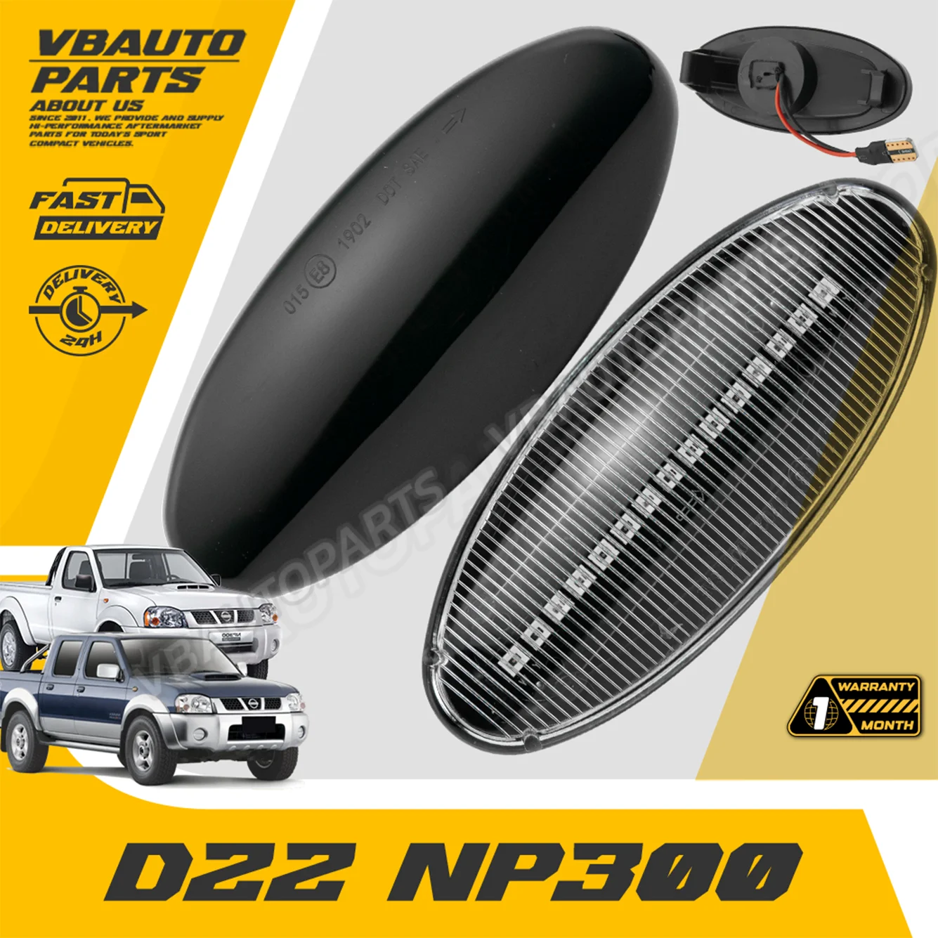 ไฟเลี้ยวแก้มข้าง LED แบบไฟวิ่ง สำหรับ Nissan D22 / NP300 / Frontier