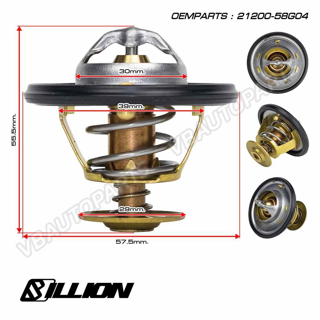 วาล์วน้ำ Billion 68 องศา (OEM PART:21200-58G04) Nissan, BIG-M, BDI, TD27, D21, FRONTIER, TD27, MARCH