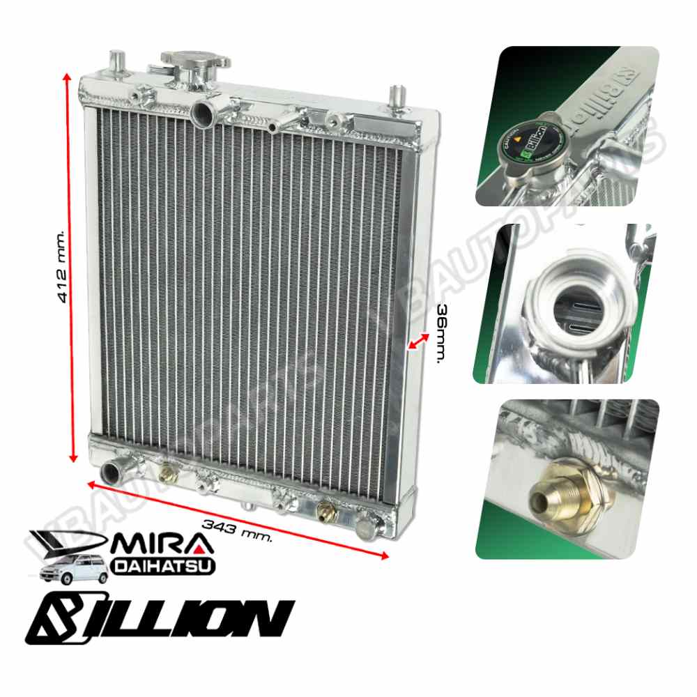 หม้อน้ำอลูมิเนียม Billion 2 ช่องใหญ่ 32-40mm. Daihatsu(AT)