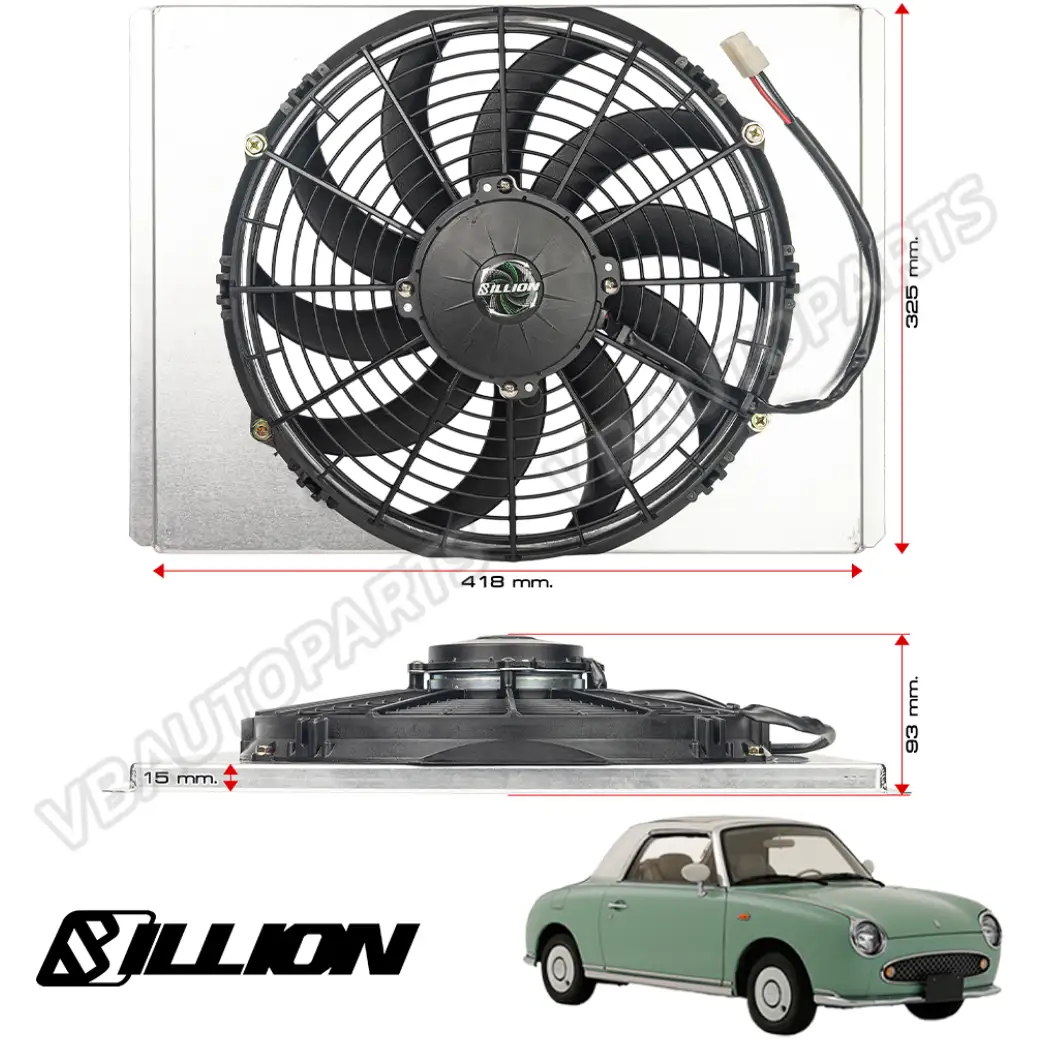 โครงพัดลมอลูมิเนียม(Nissan Figaro) + พัดลมไฟฟ้า Billion Flow 1400 12v 12นิ้ว
